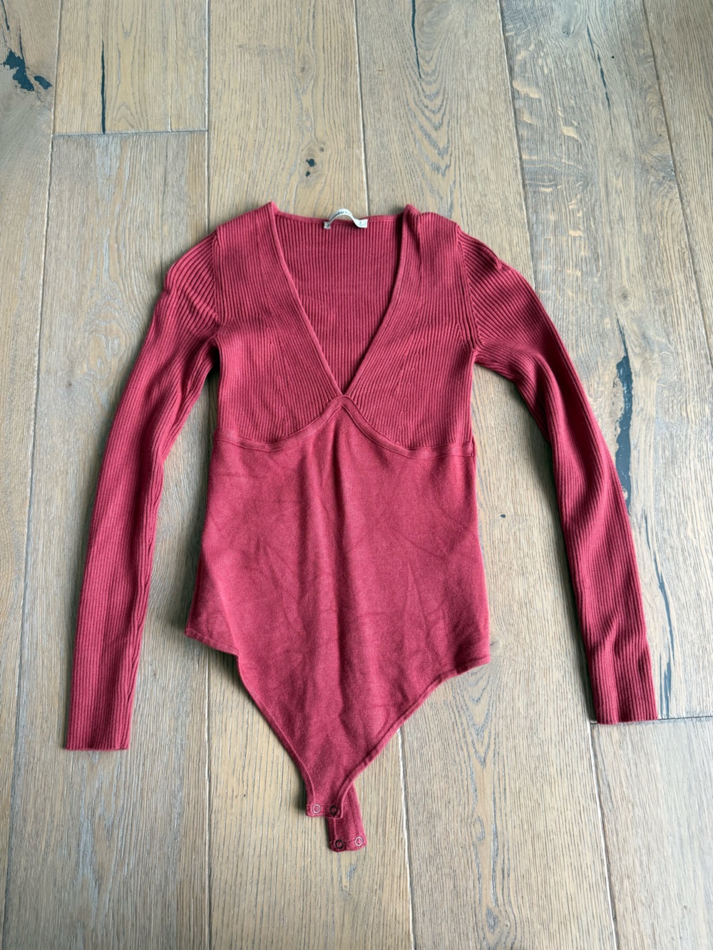 Abercrombie & Fitch Ribbed Long Sleeve Deep Rose Top
